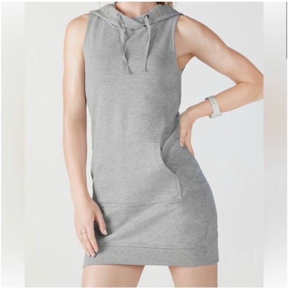 Fabletics Dresses & Skirts - Fabletics Gray Sleeveless Hooded / Hoodie Mini Dress Size Large